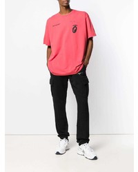 rotes bedrucktes T-Shirt mit einem Rundhalsausschnitt von Off-White