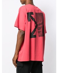 rotes bedrucktes T-Shirt mit einem Rundhalsausschnitt von Off-White