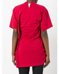 rotes bedrucktes T-Shirt mit einem Rundhalsausschnitt von Junya Watanabe