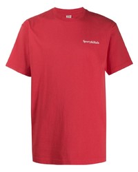 rotes bedrucktes T-Shirt mit einem Rundhalsausschnitt von Sporty & Rich