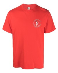 rotes bedrucktes T-Shirt mit einem Rundhalsausschnitt von Sporty & Rich