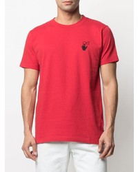 rotes bedrucktes T-Shirt mit einem Rundhalsausschnitt von Off-White