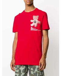 rotes bedrucktes T-Shirt mit einem Rundhalsausschnitt von Philipp Plein