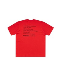 rotes bedrucktes T-Shirt mit einem Rundhalsausschnitt von Supreme