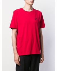 rotes bedrucktes T-Shirt mit einem Rundhalsausschnitt von Saint Laurent