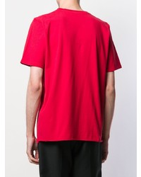 rotes bedrucktes T-Shirt mit einem Rundhalsausschnitt von Saint Laurent