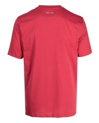 rotes bedrucktes T-Shirt mit einem Rundhalsausschnitt von Paul Smith