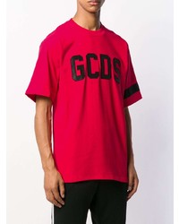 rotes bedrucktes T-Shirt mit einem Rundhalsausschnitt von Gcds