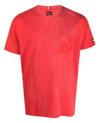 rotes bedrucktes T-Shirt mit einem Rundhalsausschnitt von Sundek
