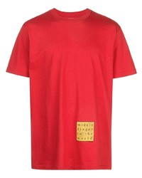 rotes bedrucktes T-Shirt mit einem Rundhalsausschnitt von Supreme