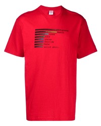 rotes bedrucktes T-Shirt mit einem Rundhalsausschnitt von Supreme