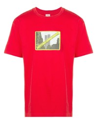 rotes bedrucktes T-Shirt mit einem Rundhalsausschnitt von Supreme