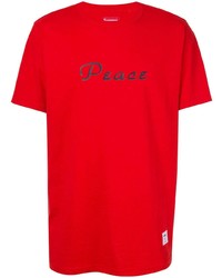 rotes bedrucktes T-Shirt mit einem Rundhalsausschnitt von Supreme