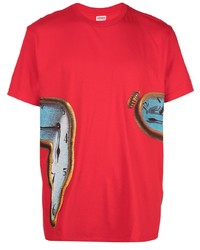 rotes bedrucktes T-Shirt mit einem Rundhalsausschnitt von Supreme