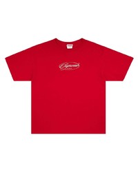 rotes bedrucktes T-Shirt mit einem Rundhalsausschnitt von Supreme