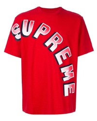 rotes bedrucktes T-Shirt mit einem Rundhalsausschnitt von Supreme