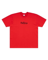 rotes bedrucktes T-Shirt mit einem Rundhalsausschnitt von Supreme