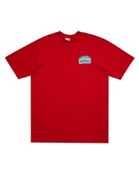 rotes bedrucktes T-Shirt mit einem Rundhalsausschnitt von Supreme