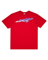 rotes bedrucktes T-Shirt mit einem Rundhalsausschnitt von Supreme