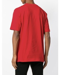 rotes bedrucktes T-Shirt mit einem Rundhalsausschnitt von Diesel