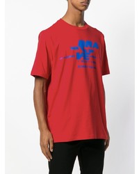 rotes bedrucktes T-Shirt mit einem Rundhalsausschnitt von Diesel