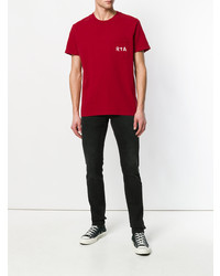 rotes bedrucktes T-Shirt mit einem Rundhalsausschnitt von RtA