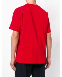 rotes bedrucktes T-Shirt mit einem Rundhalsausschnitt von MSGM