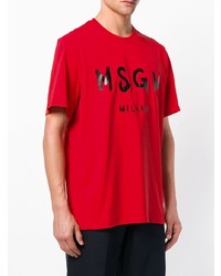 rotes bedrucktes T-Shirt mit einem Rundhalsausschnitt von MSGM