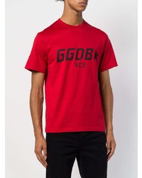 rotes bedrucktes T-Shirt mit einem Rundhalsausschnitt von Golden Goose Deluxe Brand