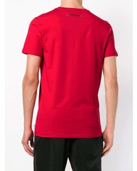 rotes bedrucktes T-Shirt mit einem Rundhalsausschnitt von Plein Sport