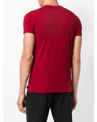 rotes bedrucktes T-Shirt mit einem Rundhalsausschnitt von Emporio Armani