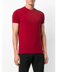 rotes bedrucktes T-Shirt mit einem Rundhalsausschnitt von Emporio Armani