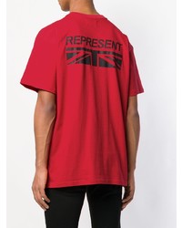 rotes bedrucktes T-Shirt mit einem Rundhalsausschnitt von Represent