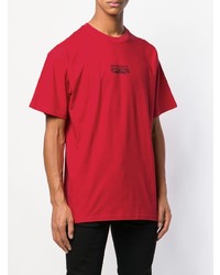 rotes bedrucktes T-Shirt mit einem Rundhalsausschnitt von Represent