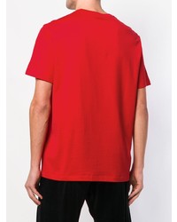 rotes bedrucktes T-Shirt mit einem Rundhalsausschnitt von Versace