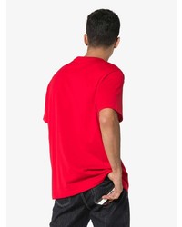 rotes bedrucktes T-Shirt mit einem Rundhalsausschnitt von Versace