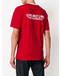 rotes bedrucktes T-Shirt mit einem Rundhalsausschnitt von Helmut Lang