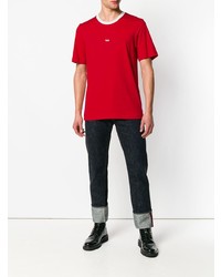 rotes bedrucktes T-Shirt mit einem Rundhalsausschnitt von Helmut Lang