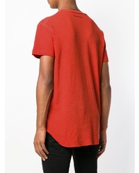 rotes bedrucktes T-Shirt mit einem Rundhalsausschnitt von DSQUARED2