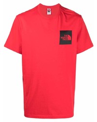 rotes bedrucktes T-Shirt mit einem Rundhalsausschnitt von The North Face