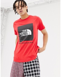 rotes bedrucktes T-Shirt mit einem Rundhalsausschnitt von The North Face