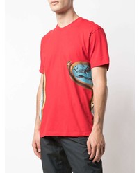 rotes bedrucktes T-Shirt mit einem Rundhalsausschnitt von Supreme