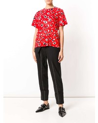 rotes bedrucktes T-Shirt mit einem Rundhalsausschnitt von Proenza Schouler