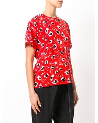 rotes bedrucktes T-Shirt mit einem Rundhalsausschnitt von Proenza Schouler