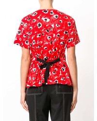 rotes bedrucktes T-Shirt mit einem Rundhalsausschnitt von Proenza Schouler