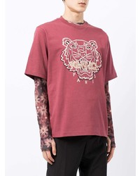 rotes bedrucktes T-Shirt mit einem Rundhalsausschnitt von Kenzo