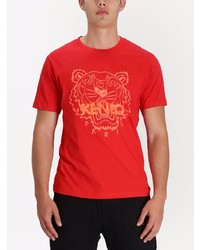 rotes bedrucktes T-Shirt mit einem Rundhalsausschnitt von Kenzo