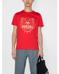 rotes bedrucktes T-Shirt mit einem Rundhalsausschnitt von Kenzo