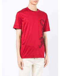 rotes bedrucktes T-Shirt mit einem Rundhalsausschnitt von Emporio Armani