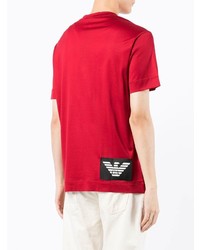 rotes bedrucktes T-Shirt mit einem Rundhalsausschnitt von Emporio Armani